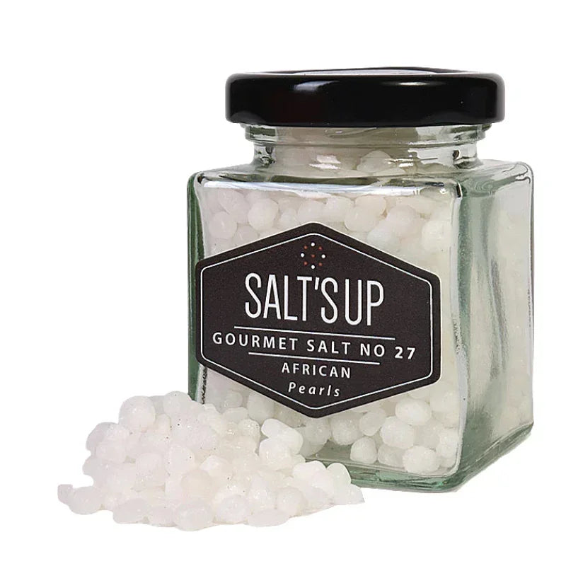 Salt's Up gourmet African salt pearls in glass jar, premium seasoning at Spice n Slice Market