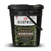 ReadyWise outdoor meals hunting food supply bucket with camouflage label