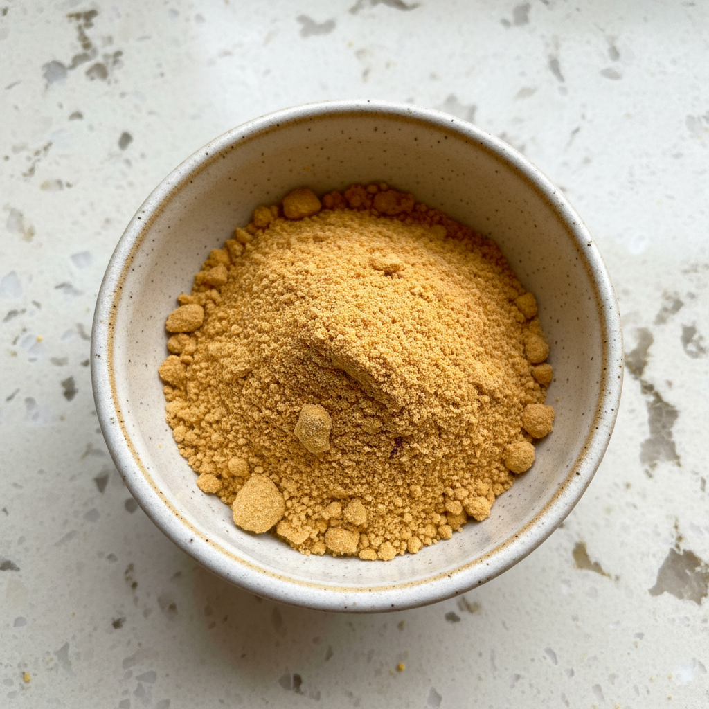 Glory smoothie blend banana pumpkin carrot powder in ceramic bowl