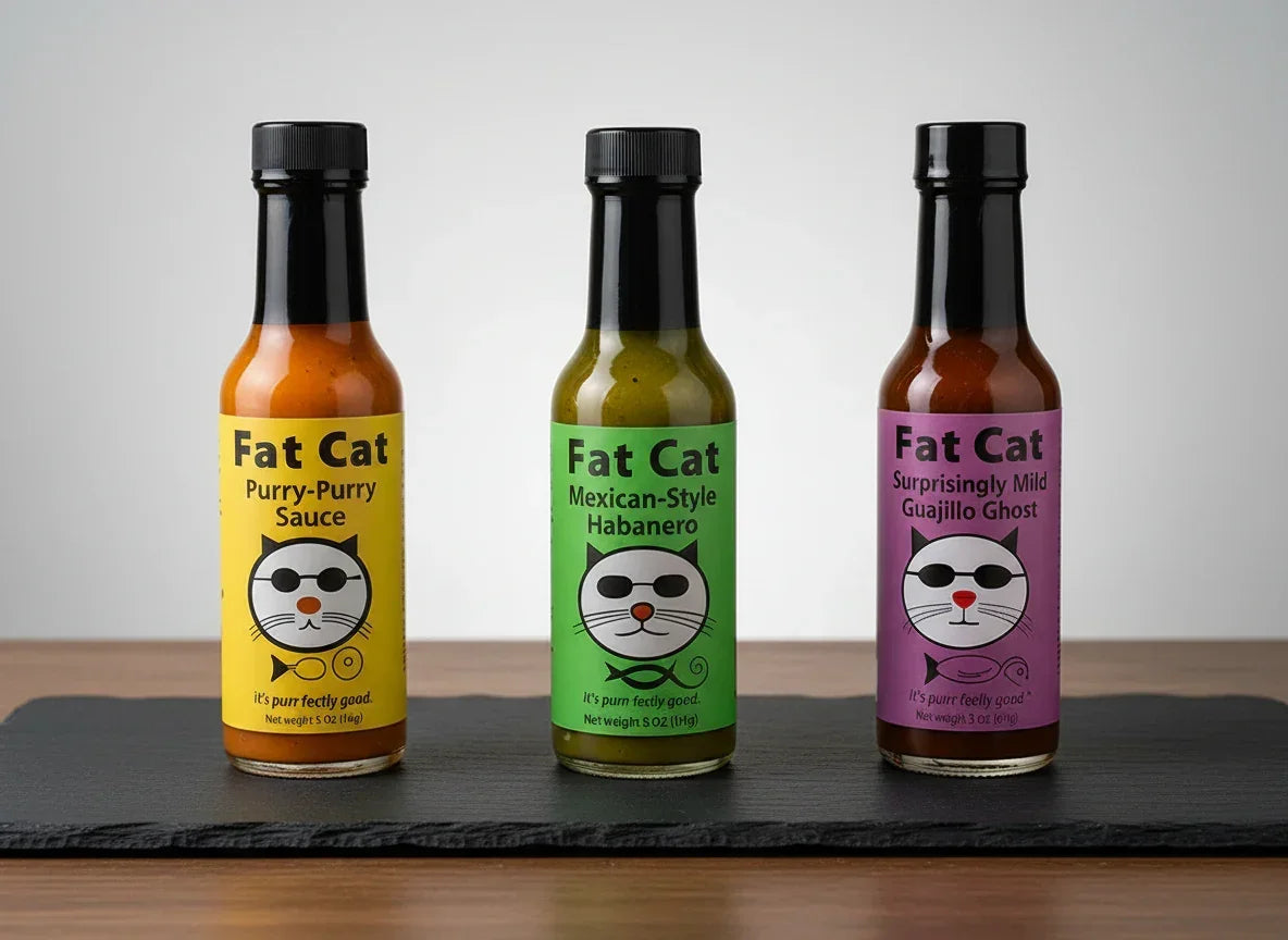 Wholesale Fat Cat Hot Sauce Trio - Professional Product Photography