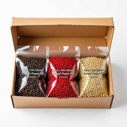 Kampot Pepper Trio — Black, White & Red PGI | Cambodia