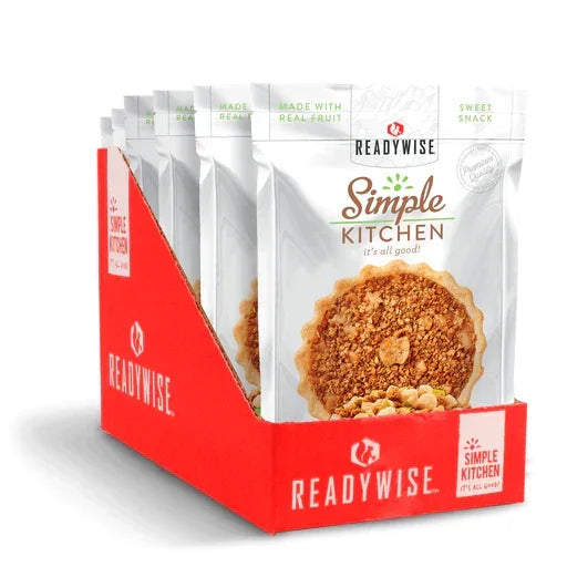 ReadyWise Simple Kitchen granola snack packs in red display box, healthy sweet snack