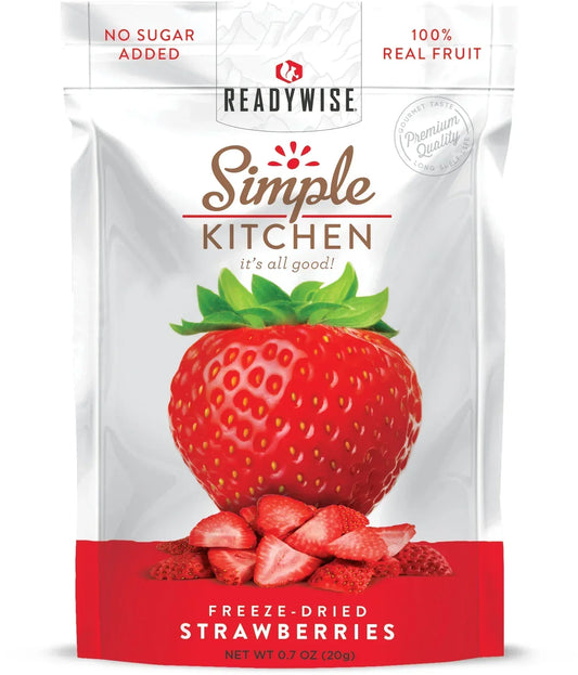ReadyWise Simple Kitchen freeze-dried strawberries 20g, no sugar added, real fruit snack pouch