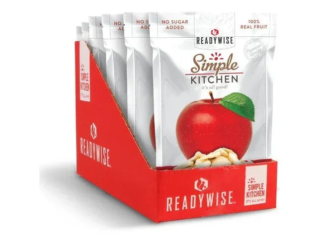 Box of ReadyWise Simple Kitchen dried apple snacks, no sugar added, real fruit pouches