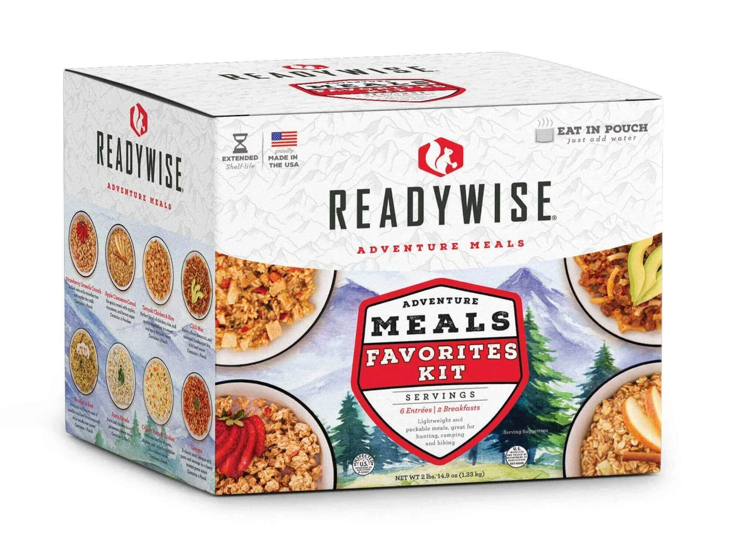 ReadyWise adventure meals kit box with images of freeze-dried camping food servings