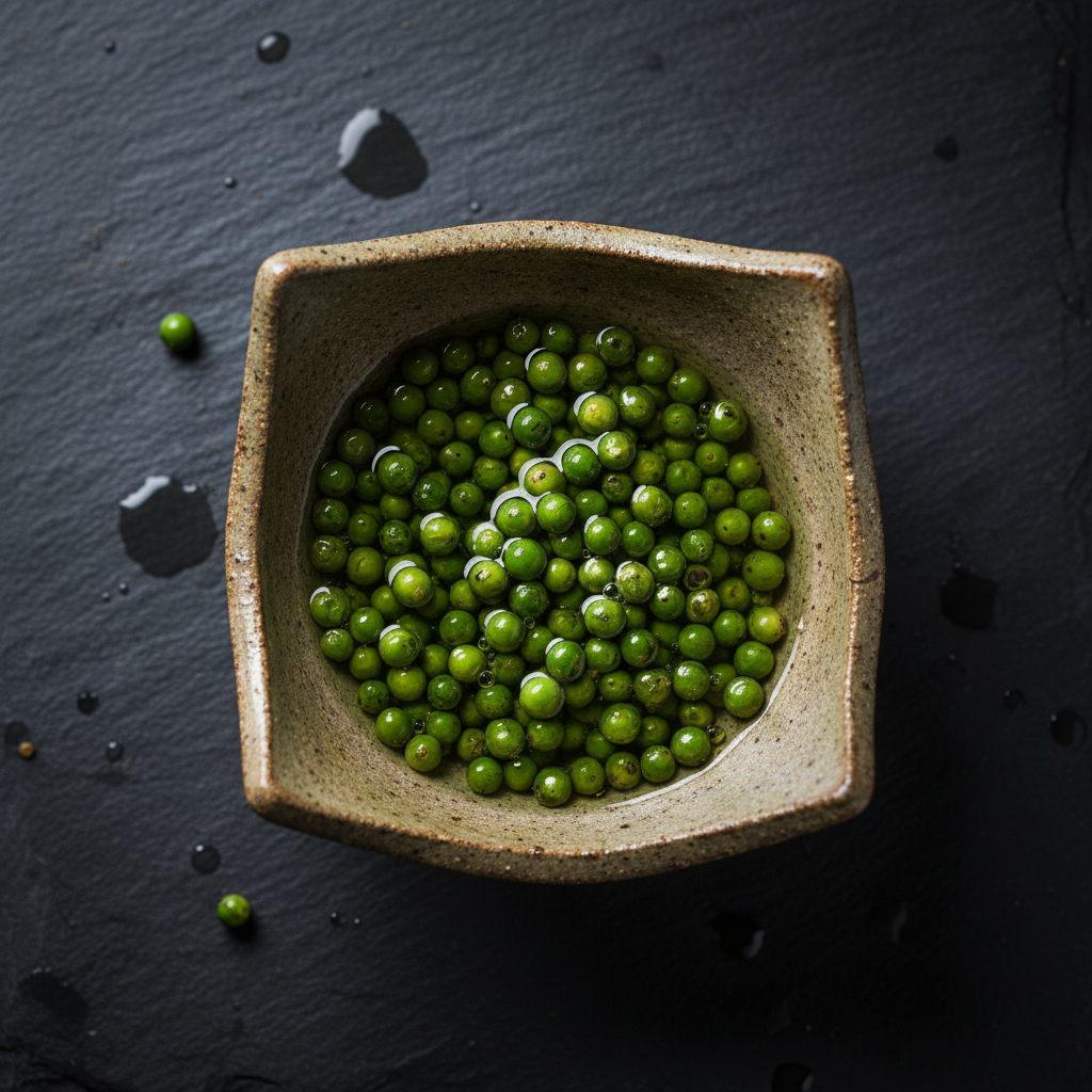 Fresh Green Fermented Kampot Pepper - Overhead Bowl