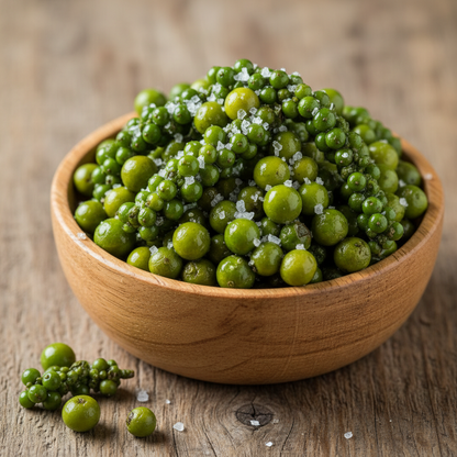 Fresh Green Fermented Kampot Pepper - Wooden Bowl