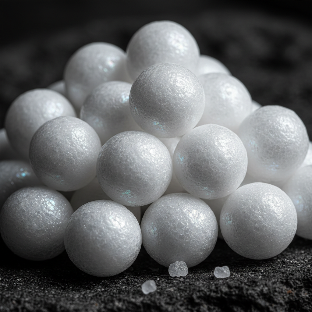 African Salt Pearls macro close-up showing perfectly round white salt spheres with pearl-like texture