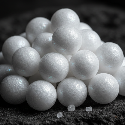 African Salt Pearls macro close-up showing perfectly round white salt spheres with pearl-like texture