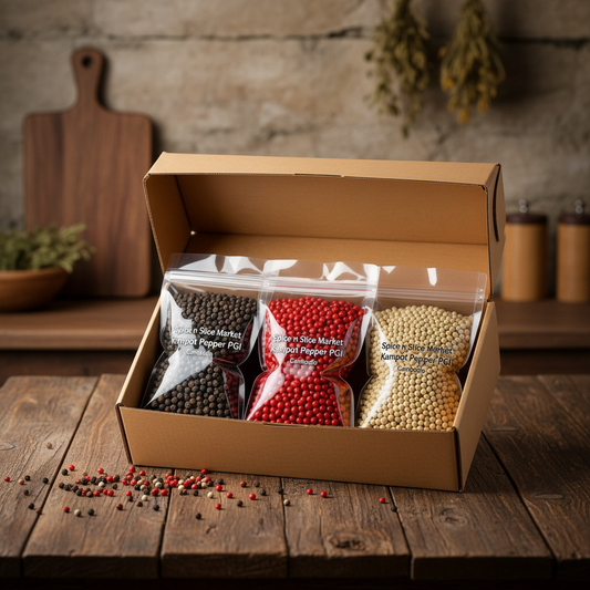Kampot Pepper Trio — Rustic Setting