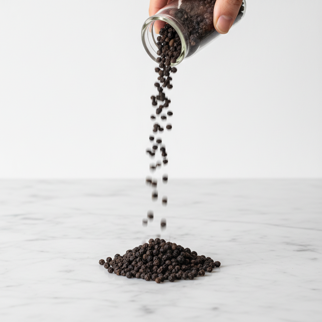 Organic Black Pepper Pouring