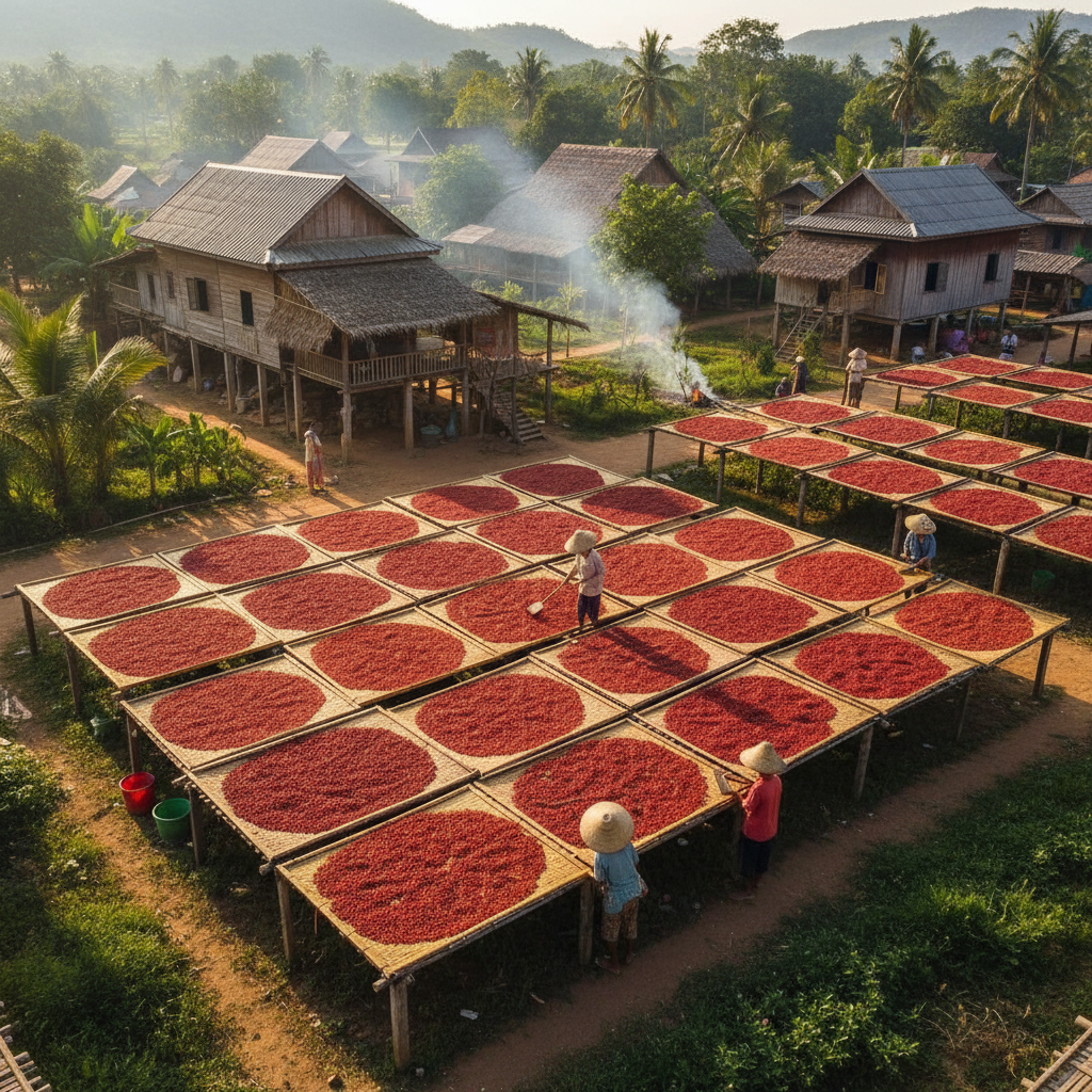 Organic Red Pepper Drying