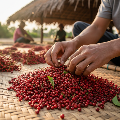 Organic Red Pepper Farmer Hands
