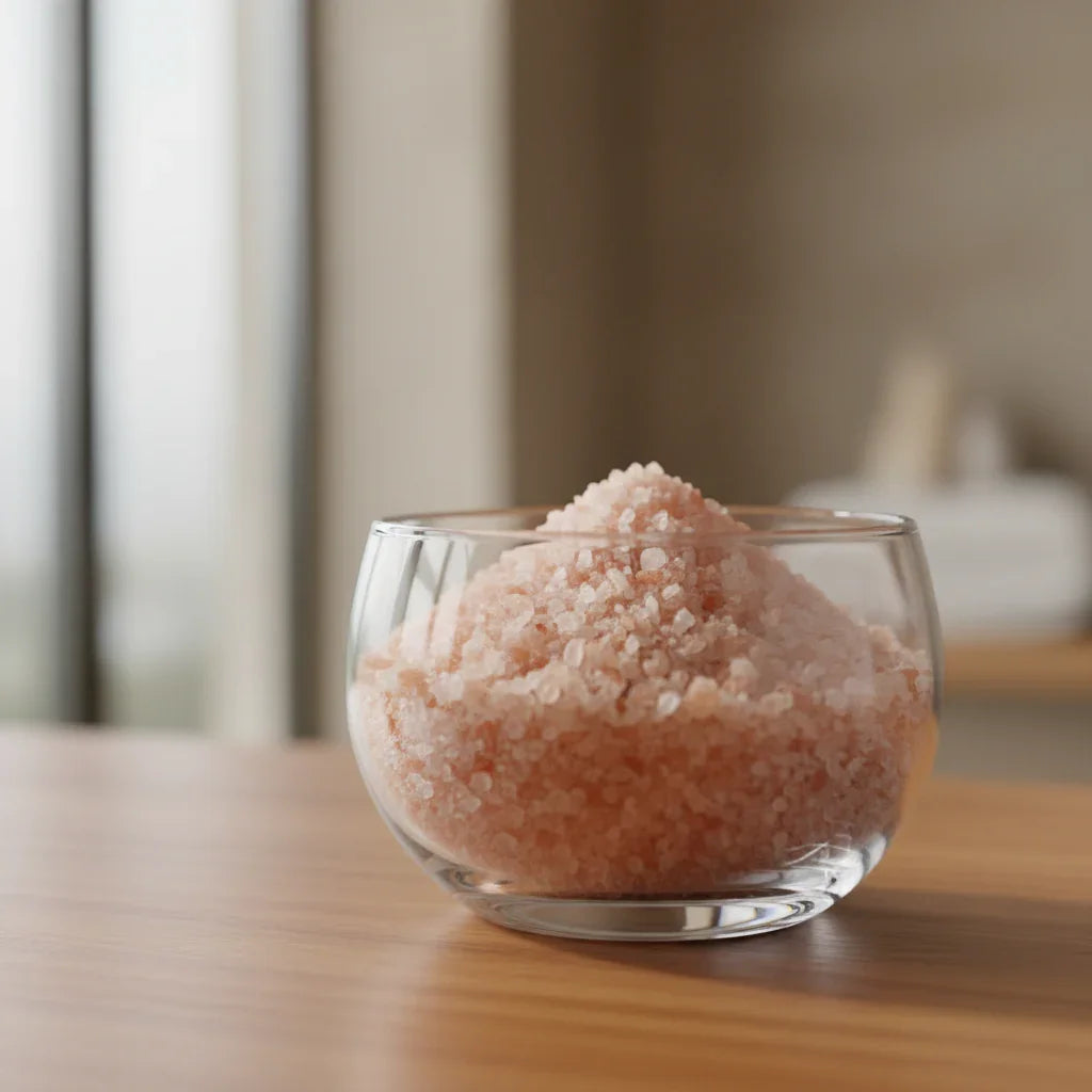 Pink Himalayan Salt in Glass Bowl