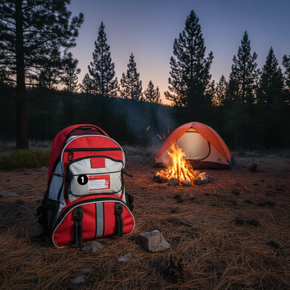 Red 64 Piece Survival Backpack - Camping