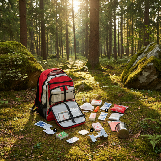 Red 64 Piece Survival Backpack - Forest